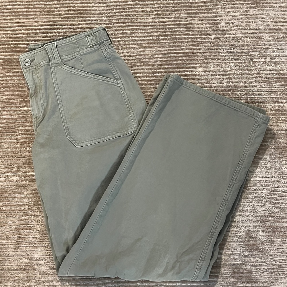 American Eagle Outfitters Wide Leg Pants - Olive Green